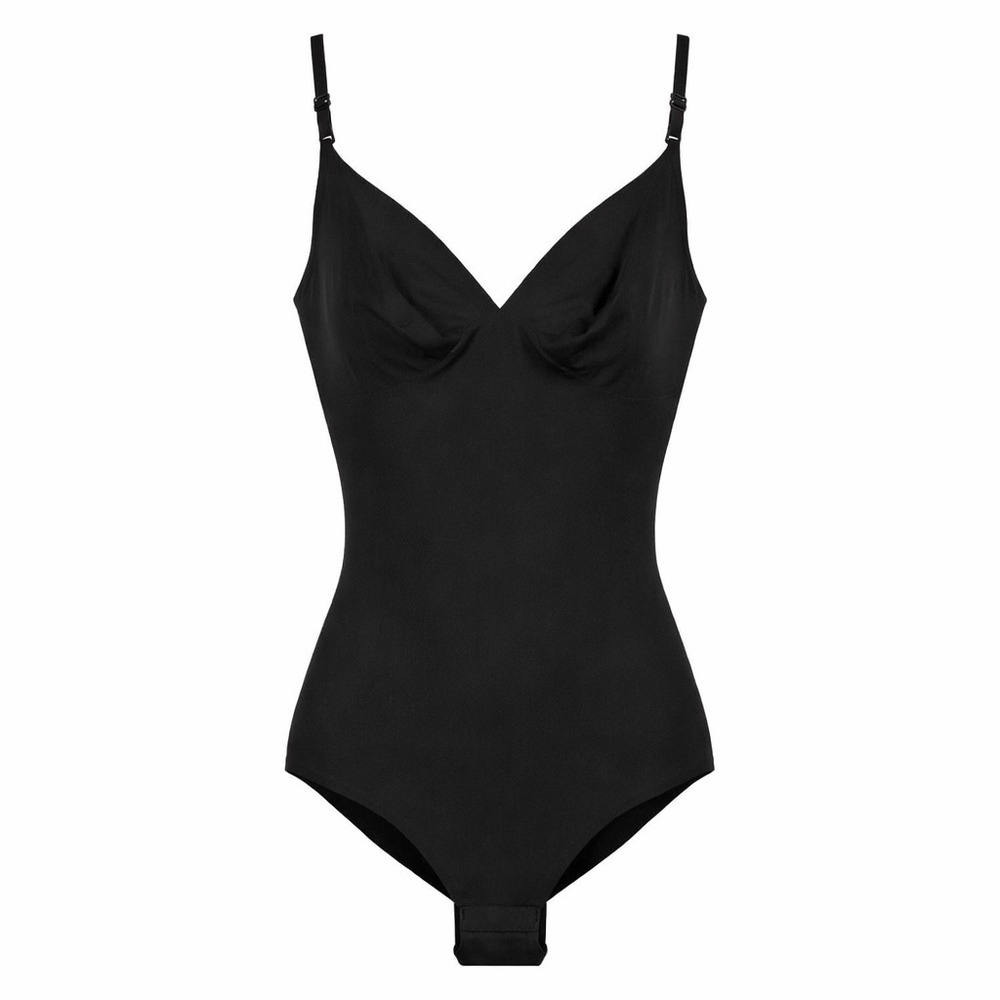 Heist Black Bodysuit Shapewear Sculpting Control Adjustable Strap Body Shaper L